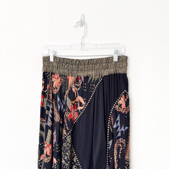 [Vintage] Dorothy Schoelen Black Dark Floral Geometric Print Maxi Skirt Size 12 - Picture 3 of 11